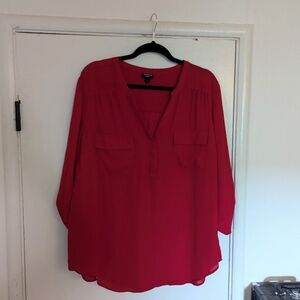 Torrid Red Harper Georgette 3/4 Sleeve Blouse